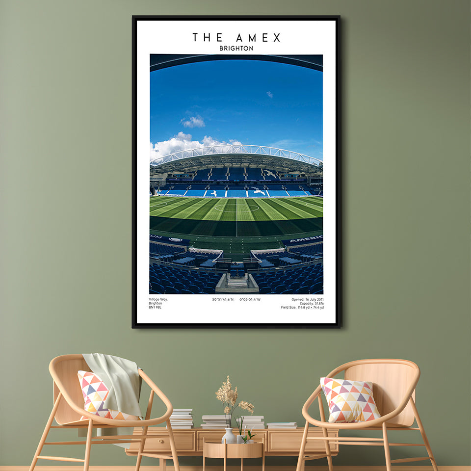 The Amex Stadium, Brighton Stadium Wall Art Print, Football Stadium Art Fans Gift, Framed Canvas Prints Wall Art