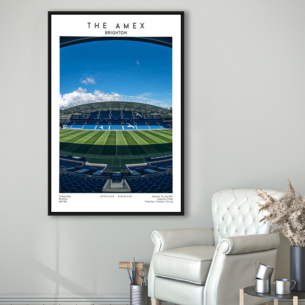 The Amex Stadium, Brighton Stadium Wall Art Print, Football Stadium Art Fans Gift, Framed Canvas Prints Wall Art