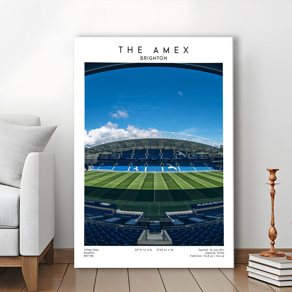 The Amex Stadium, Brighton Stadium Wall Art Print, Football Stadium Art Fans Gift, Canvas Prints Wall Art, Man Cave Decor