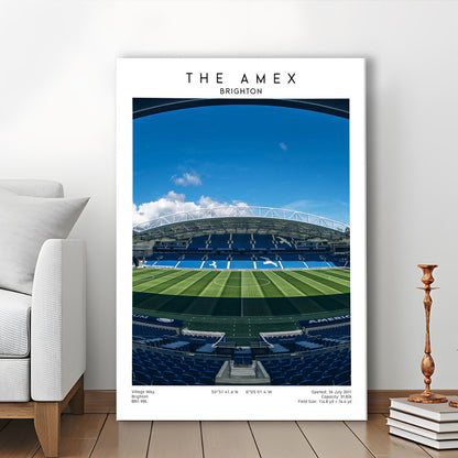 The Amex Stadium, Brighton Stadium Wall Art Print, Football Stadium Art Fans Gift, Canvas Prints Wall Art, Man Cave Decor