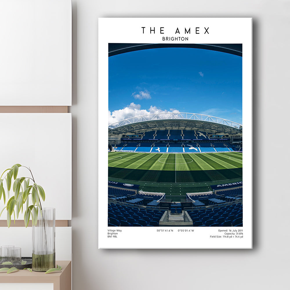 The Amex Stadium, Brighton Stadium Wall Art Print, Football Stadium Art Fans Gift, Canvas Prints Wall Art, Man Cave Decor