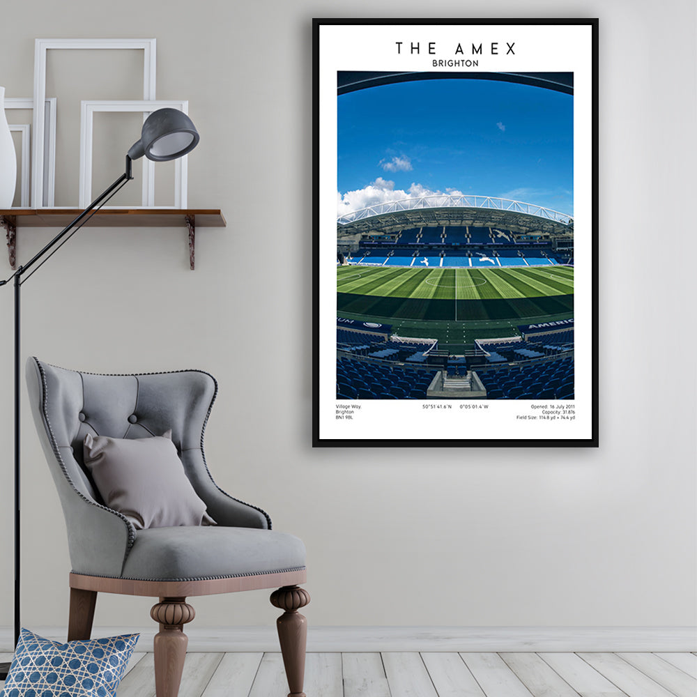 The Amex Stadium, Brighton Stadium Wall Art Print, Football Stadium Art Fans Gift, Framed Canvas Prints Wall Art