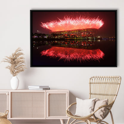 The Bird's Nest Stadium, Stadium Canvas, Sport Art, Framed Canvas Print Wall Art, Floating Frame