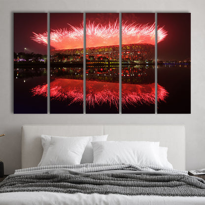 The Bird's Nest Stadium, Stadium Canvas, Sport Art, 5 Panel B, Extra Large Canvas, Canvas Print Wall Art
