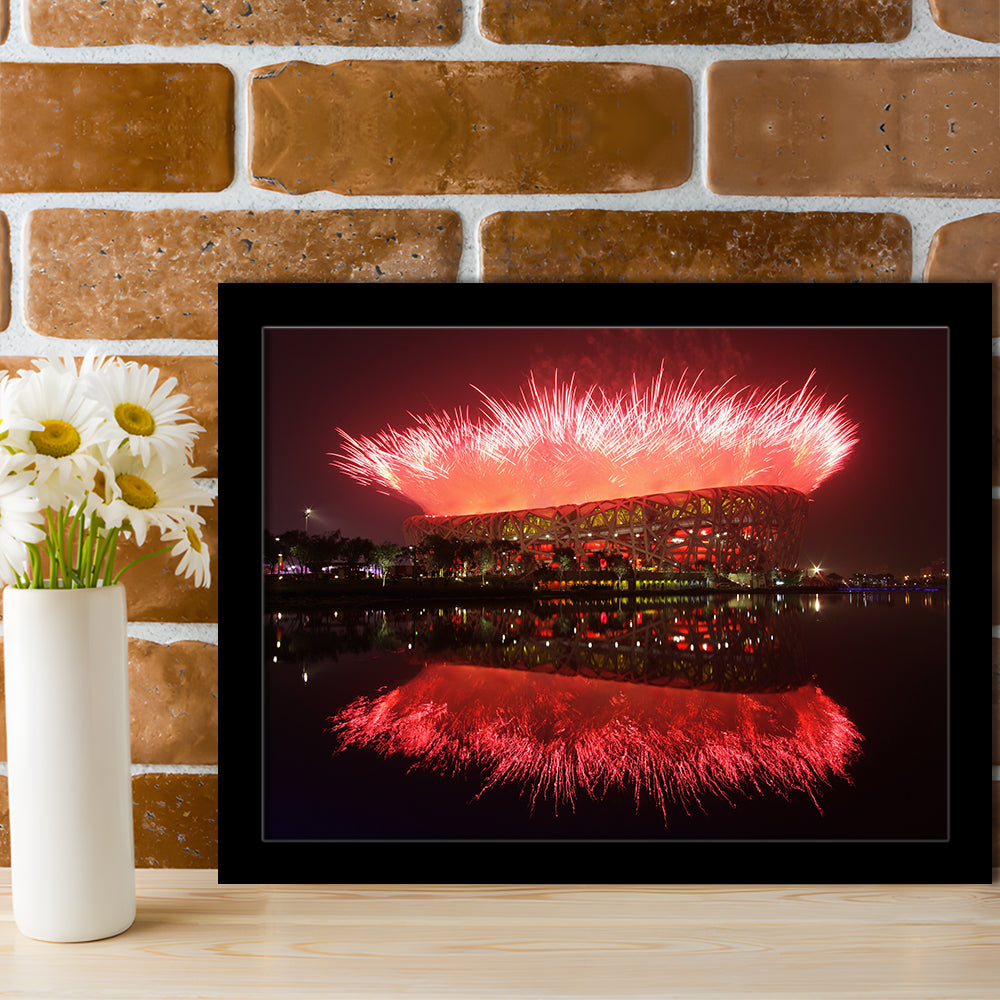 The Bird's Nest Stadium, Stadium Canvas, Sport Art, Gift for him, Framed Art Print Wall Decor, Picture Framed