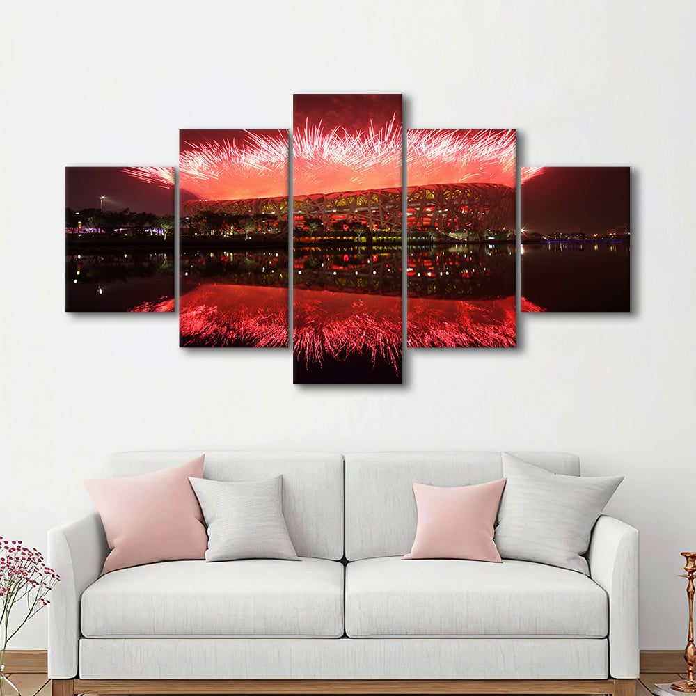 The Bird's Nest Stadium, Stadium Canvas, Sport Art, Gift for him, 5 Panel, Large Canvas, Canvas Print Wall Art