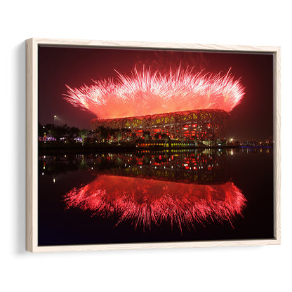 The Bird's Nest Stadium, Stadium Canvas, Sport Art, Framed Canvas Print Wall Art, Floating Frame