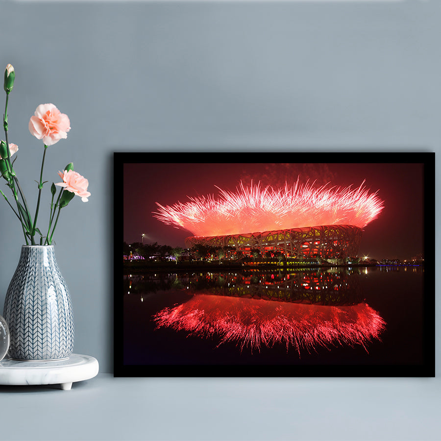 The Bird's Nest Stadium, Stadium Canvas, Sport Art, Gift for him, Framed Art Print Wall Decor, Picture Framed