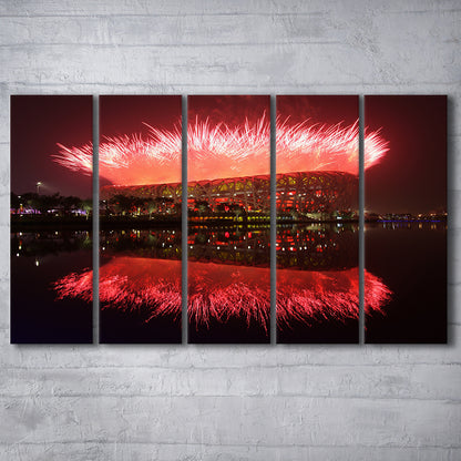 The Bird's Nest Stadium, Stadium Canvas, Sport Art, 5 Panel B, Extra Large Canvas, Canvas Print Wall Art