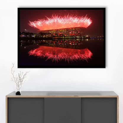 The Bird's Nest Stadium, Stadium Canvas, Sport Art, Gift for him, Framed Art Print Wall Decor, Picture Framed