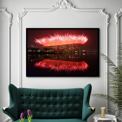 The Bird's Nest Stadium, Stadium Canvas, Sport Art, Gift for him, Framed Art Print Wall Decor, Picture Framed