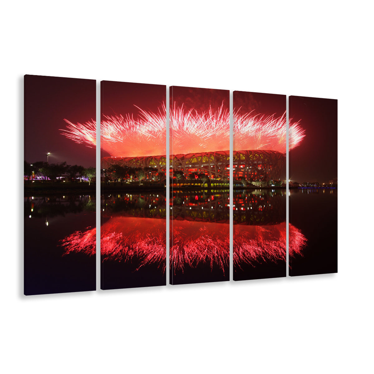The Bird's Nest Stadium, Stadium Canvas, Sport Art, 5 Panel B, Extra Large Canvas, Canvas Print Wall Art