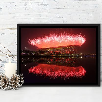The Bird's Nest Stadium, Stadium Canvas, Sport Art, Framed Canvas Print Wall Art, Floating Frame
