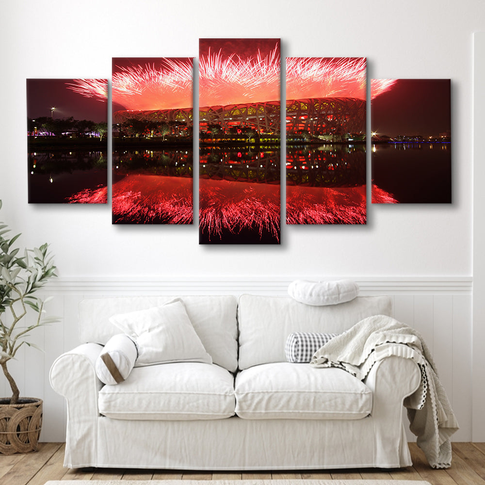 The Bird's Nest Stadium, Stadium Canvas, Sport Art, Gift for him, 5 Panel, Large Canvas, Canvas Print Wall Art