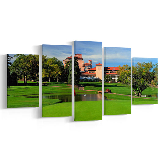The Broadmoor Golf Club A Colorado Springs Resort, Golf Art Print, 5 Pieces Mixed Canvas Print Wall Art