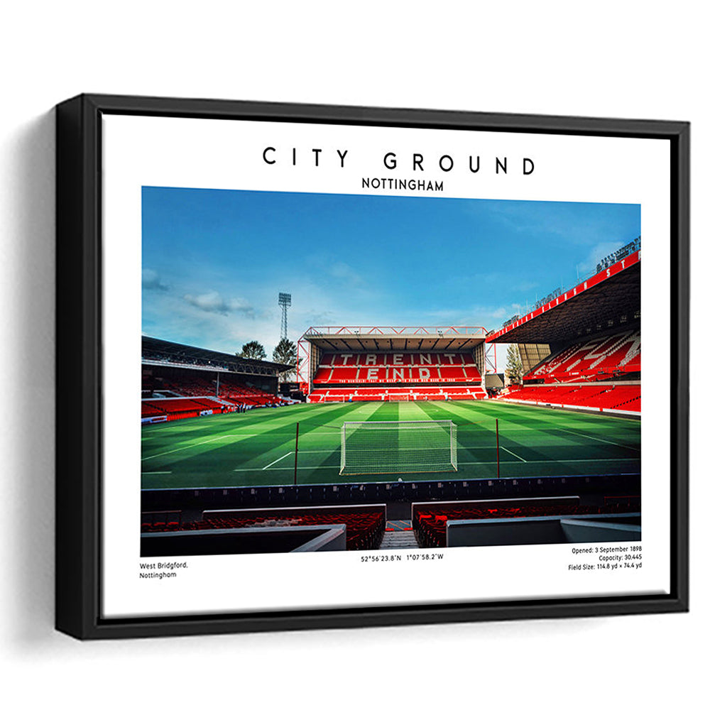 The City Ground Football Stadium Print, Nottingham Stadium Wall Art, Framed Canvas Print Wall Art
