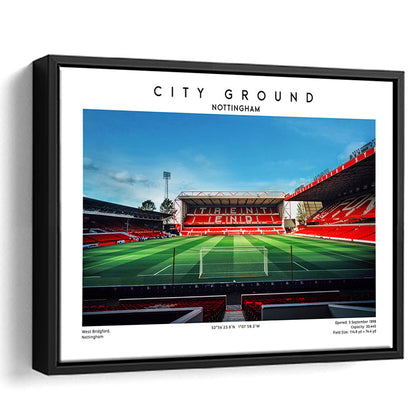 The City Ground Football Stadium Print, Nottingham Stadium Wall Art, Framed Canvas Print Wall Art