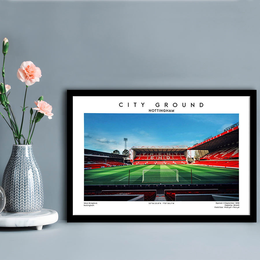 The City Ground Football Stadium Print, Nottingham Stadium Wall Art, Framed Art Print Wall Decor