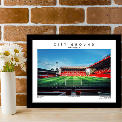 The City Ground Football Stadium Print, Nottingham Stadium Wall Art, Framed Art Print Wall Decor