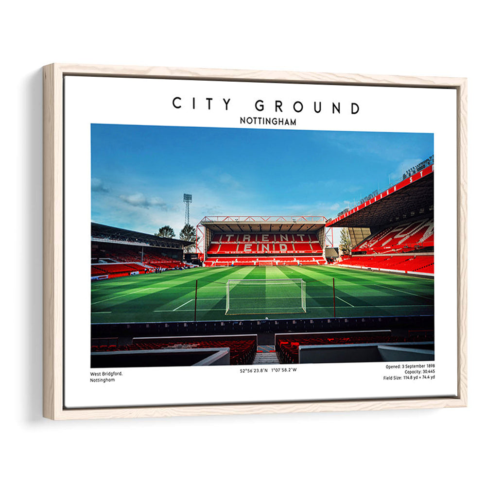 The City Ground Football Stadium Print, Nottingham Stadium Wall Art, Framed Canvas Print Wall Art