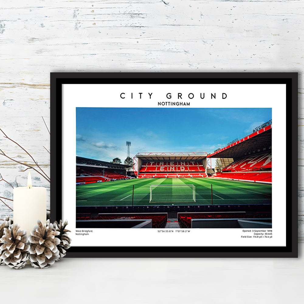 The City Ground Football Stadium Print, Nottingham Stadium Wall Art, Framed Canvas Print Wall Art