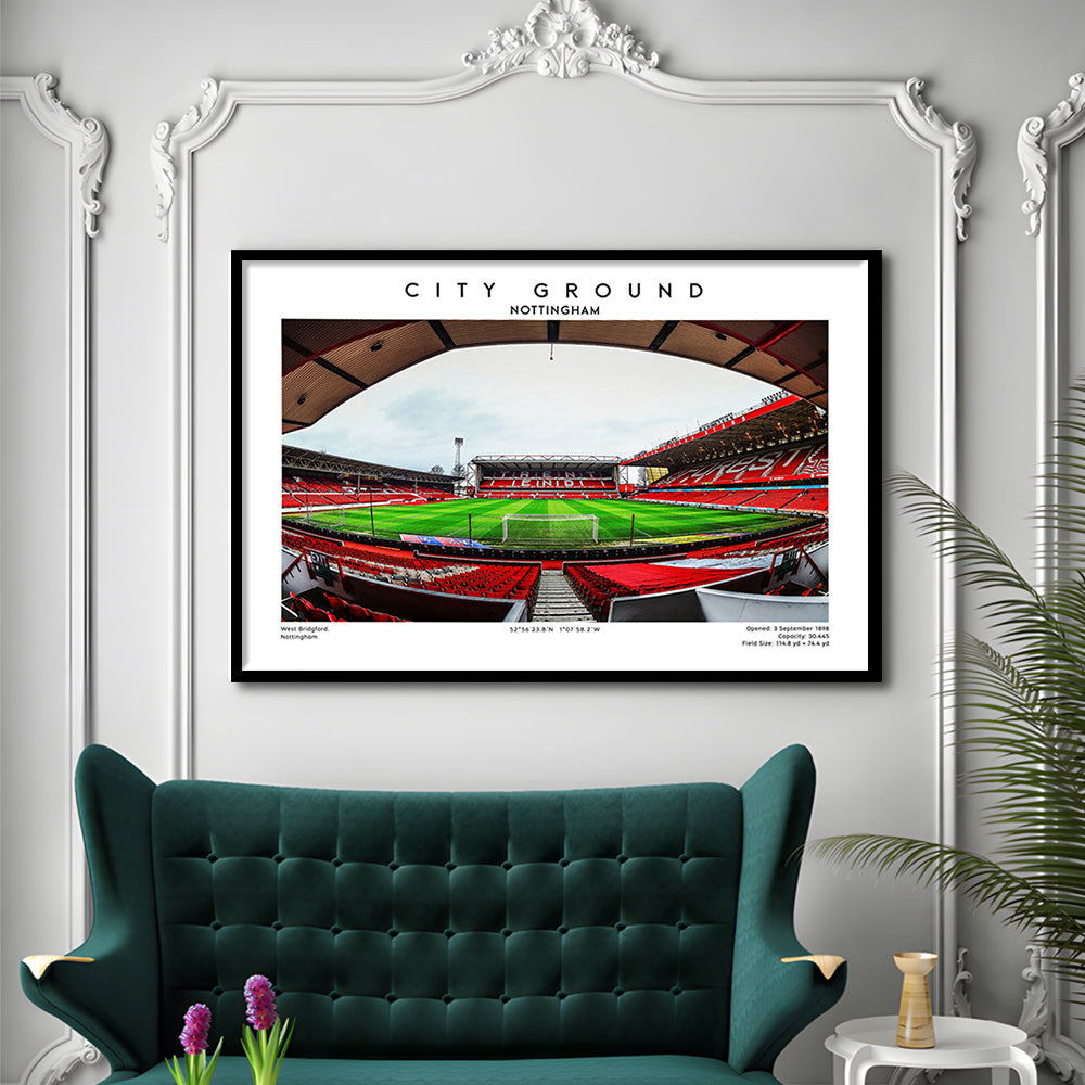 The City Ground Print, Nottingham Stadium Wall Art, Sport Art Print, Fan Gifts, Framed Art Print Wall Decor