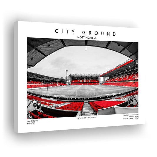 The City Ground Print, Nottingham Stadium Wall Art, Sport Art Print, Canvas Print Wall Art, Man Cave Gift