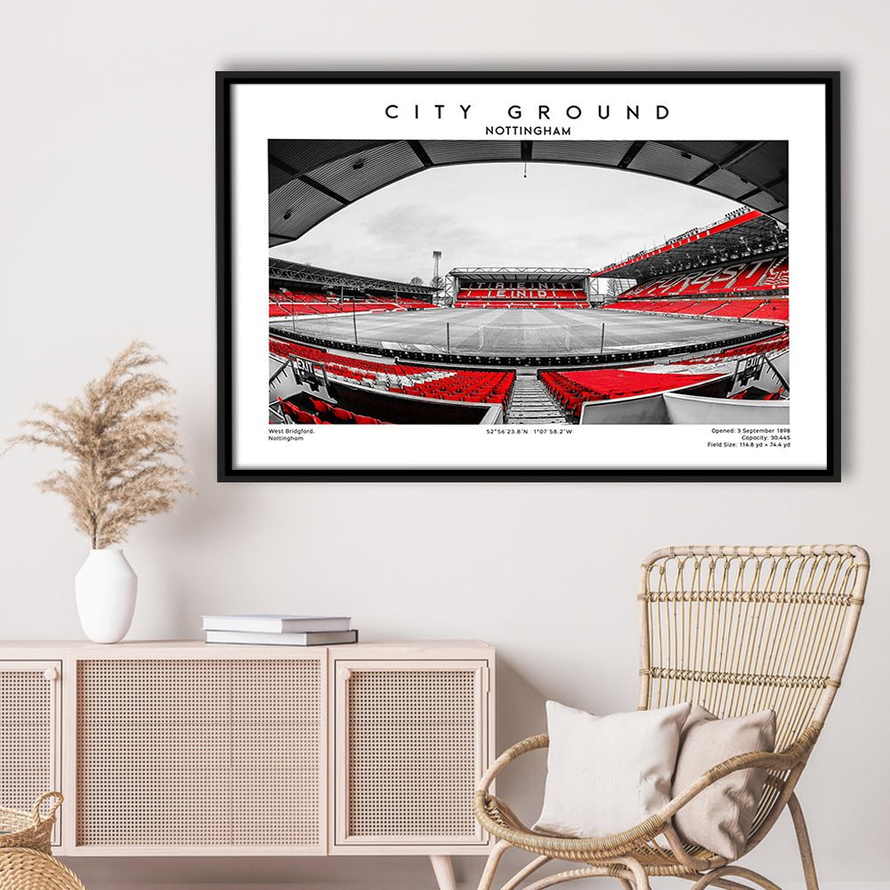 The City Ground Print, Nottingham Stadium Wall Art, Sport Art Print, Framed Canvas Print Wall Art