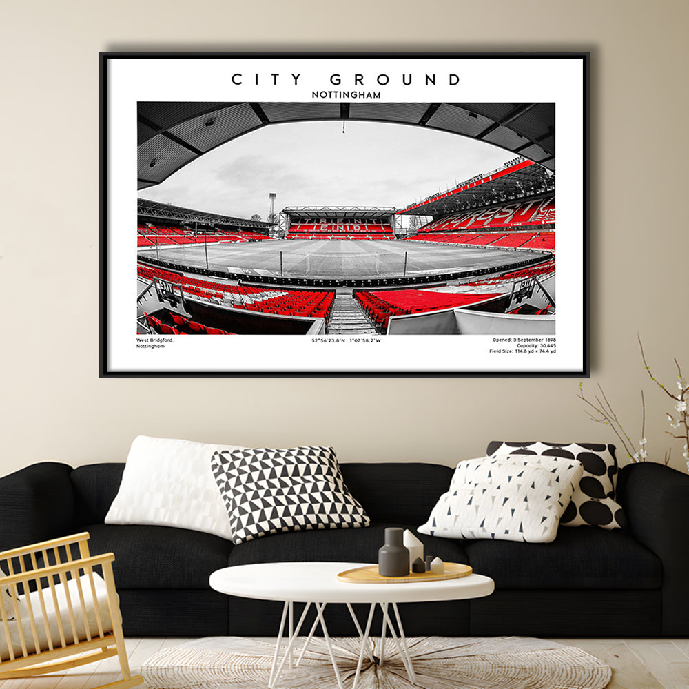 The City Ground Print, Nottingham Stadium Wall Art, Sport Art Print, Framed Canvas Print Wall Art