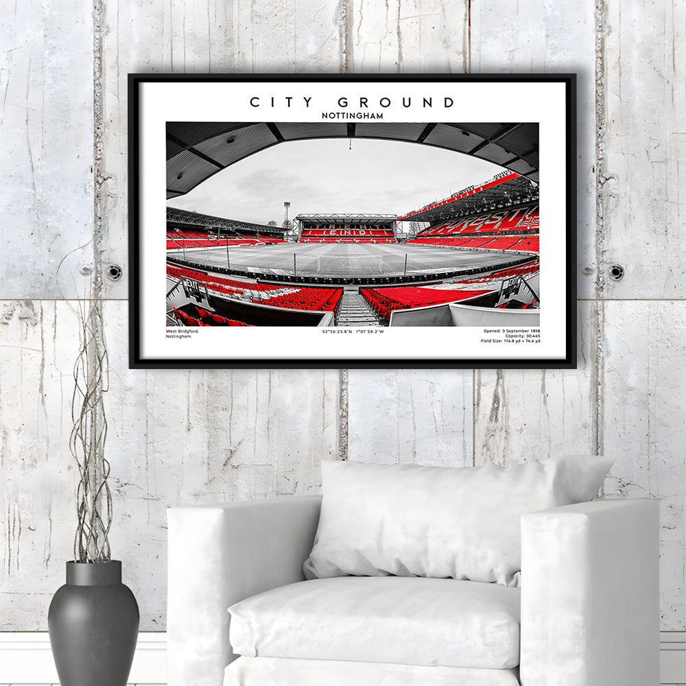 The City Ground Print, Nottingham Stadium Wall Art, Sport Art Print, Framed Canvas Print Wall Art