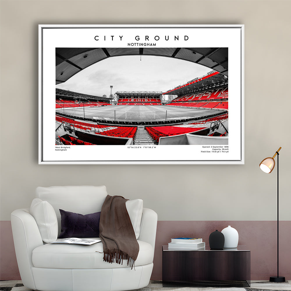 The City Ground Print, Nottingham Stadium Wall Art, Sport Art Print, Framed Canvas Print Wall Art