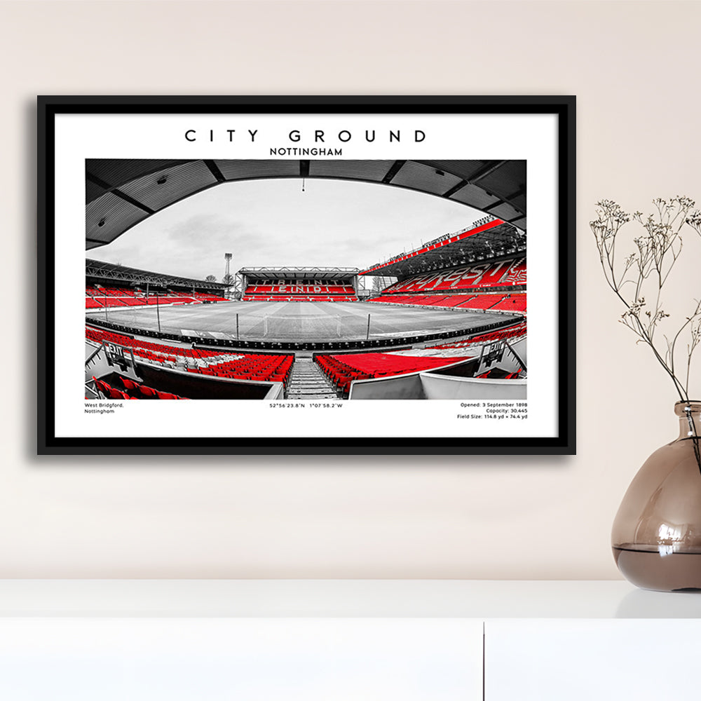 The City Ground Print, Nottingham Stadium Wall Art, Sport Art Print, Framed Canvas Print Wall Art
