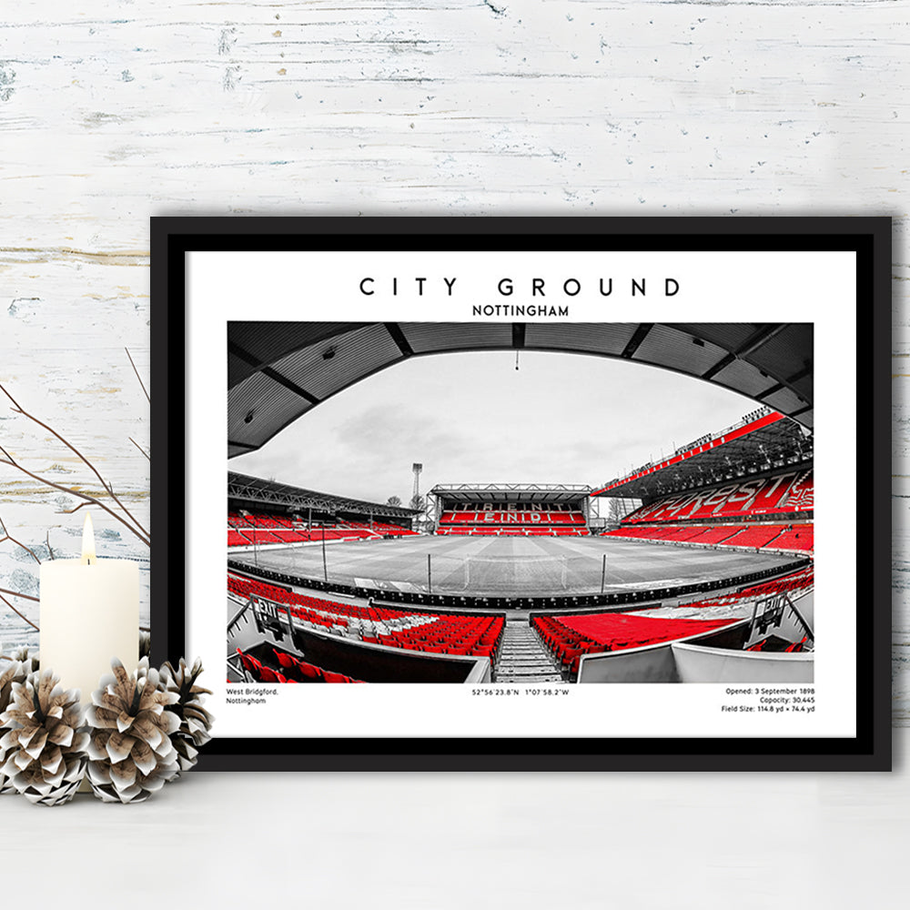 The City Ground Print, Nottingham Stadium Wall Art, Sport Art Print, Framed Canvas Print Wall Art
