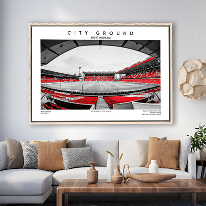 The City Ground Print, Nottingham Stadium Wall Art, Sport Art Print, Framed Canvas Print Wall Art
