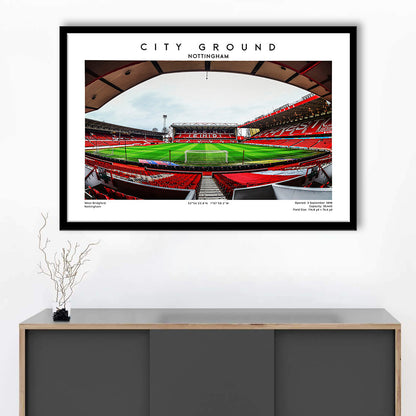 The City Ground Print, Nottingham Stadium Wall Art, Sport Art Print, Fan Gifts, Framed Art Print Wall Decor