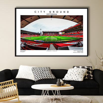 The City Ground Print, Nottingham Stadium Wall Art, Sport Art Print, Fan Gifts, Framed Canvas Print Wall Art