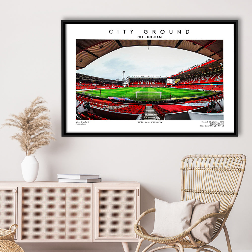 The City Ground Print, Nottingham Stadium Wall Art, Sport Art Print, Fan Gifts, Framed Canvas Print Wall Art