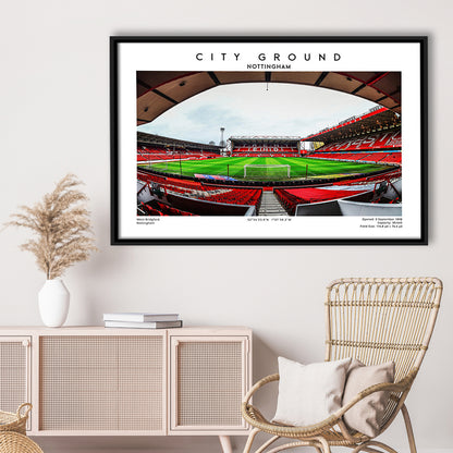 The City Ground Print, Nottingham Stadium Wall Art, Sport Art Print, Fan Gifts, Framed Canvas Print Wall Art