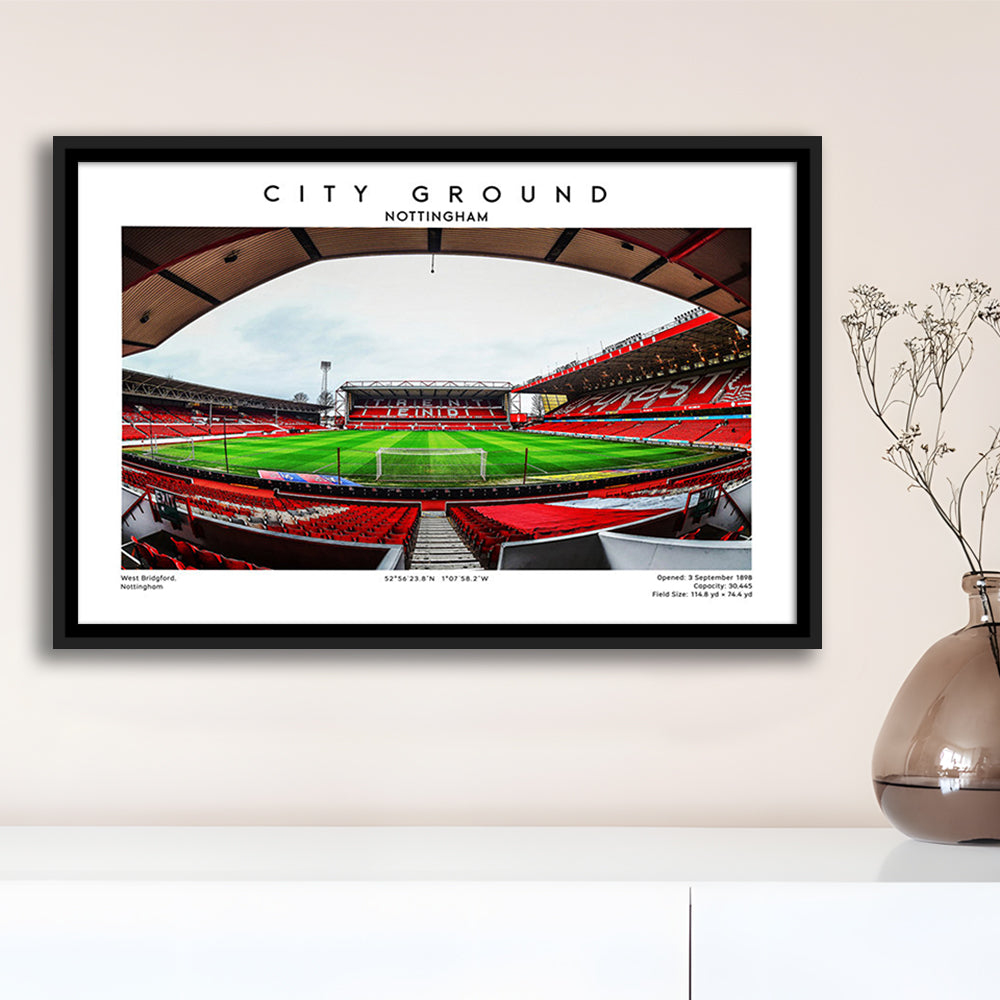 The City Ground Print, Nottingham Stadium Wall Art, Sport Art Print, Fan Gifts, Framed Canvas Print Wall Art