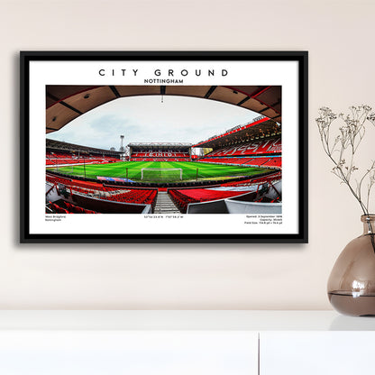 The City Ground Print, Nottingham Stadium Wall Art, Sport Art Print, Fan Gifts, Framed Canvas Print Wall Art