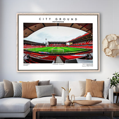 The City Ground Print, Nottingham Stadium Wall Art, Sport Art Print, Fan Gifts, Framed Canvas Print Wall Art