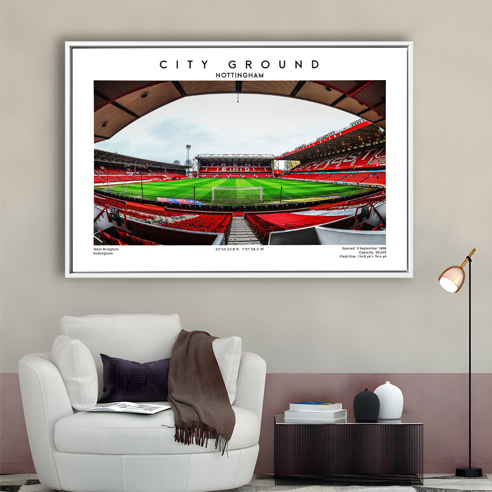 The City Ground Print, Nottingham Stadium Wall Art, Sport Art Print, Fan Gifts, Framed Canvas Print Wall Art