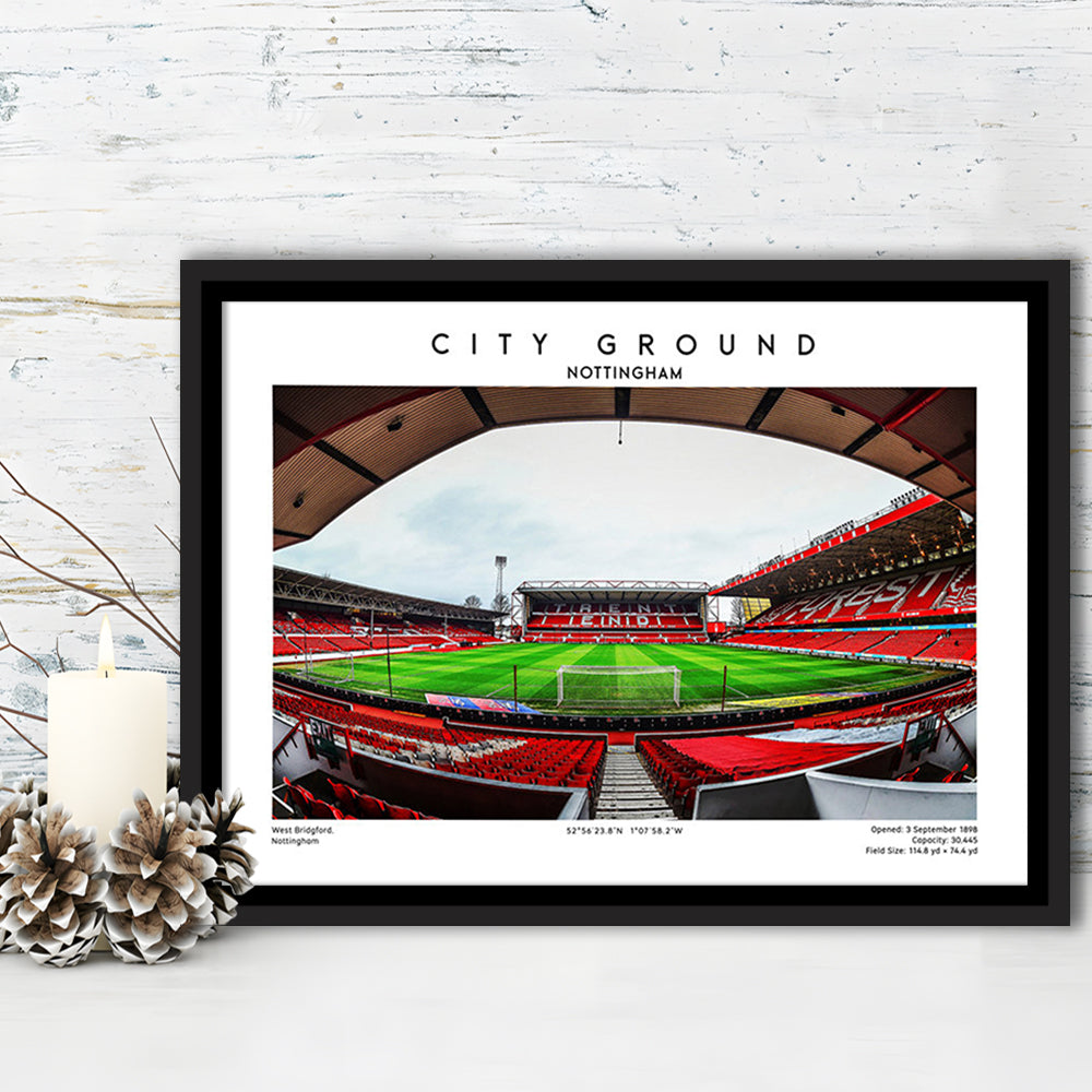 The City Ground Print, Nottingham Stadium Wall Art, Sport Art Print, Fan Gifts, Framed Canvas Print Wall Art
