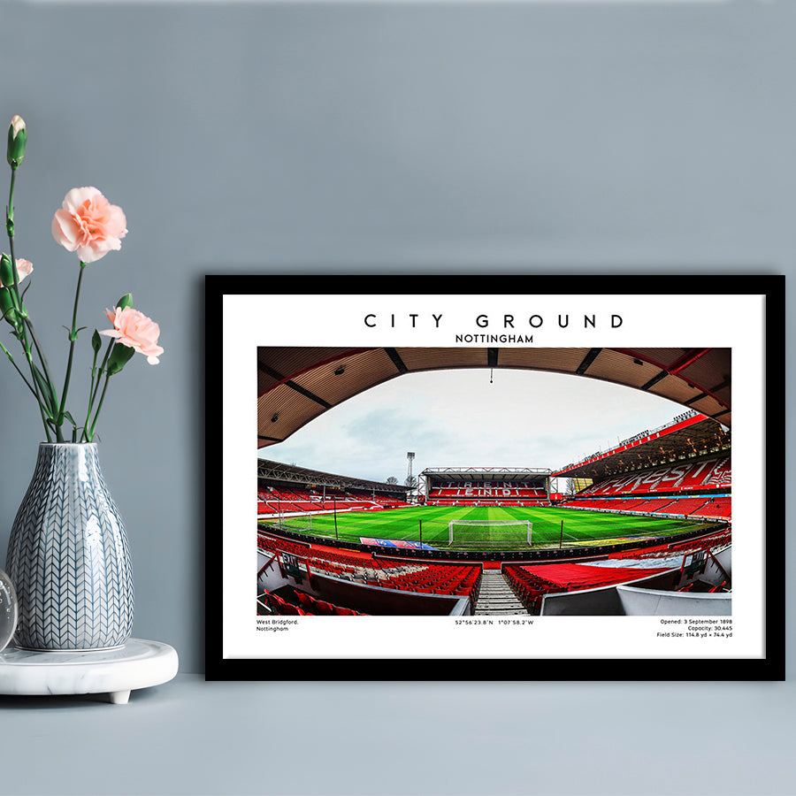 The City Ground Print, Nottingham Stadium Wall Art, Sport Art Print, Fan Gifts, Framed Art Print Wall Decor