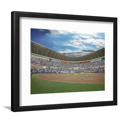 The Diamond Stadium in Virginia, Stadium Canvas, Sport Art, Gift for him, White Border Framed Art Print Wall Decor