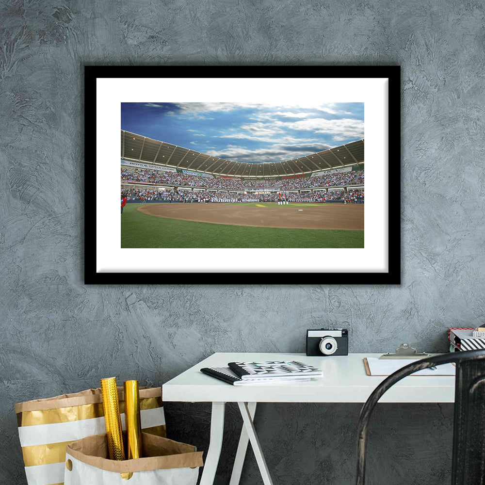 The Diamond Stadium in Virginia, Stadium Canvas, Sport Art, Gift for him, White Border Framed Art Print Wall Decor