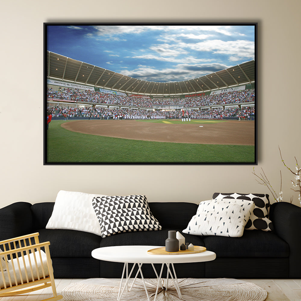 The Diamond Stadium in Virginia, Stadium Canvas, Sport Art, Framed Canvas Print Wall Art, Floating Frame