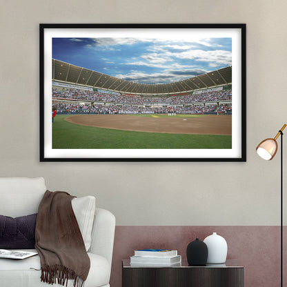 The Diamond Stadium in Virginia, Stadium Canvas, Sport Art, Gift for him, White Border Framed Art Print Wall Decor