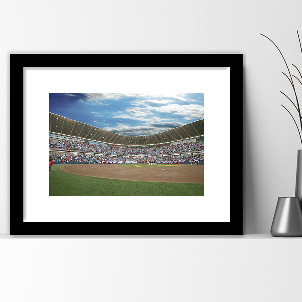 The Diamond Stadium in Virginia, Stadium Canvas, Sport Art, Gift for him, White Border Framed Art Print Wall Decor