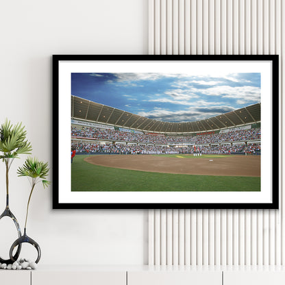 The Diamond Stadium in Virginia, Stadium Canvas, Sport Art, Gift for him, White Border Framed Art Print Wall Decor
